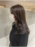 大人可愛い韓国風無造作ウェーブ/小顔レイヤーグレージュカラー