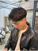 メンズショート刈り上げマッシュツーブロックセンターパート