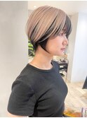 【堀惠】アンブレラカラーインナーカラーベージュ丸みショート