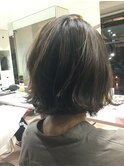 黒髪/グレーベージュ/レイヤーロング/前髪パーマ/銀座