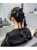 ポニーテールのリボンアレンジ♪