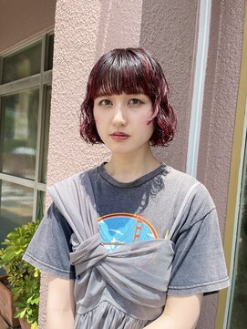 コンビネーション(combination) ボブパーマ　暖色カラー　ダブルカラー　ブリーチパーマ