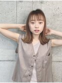 今どき前髪パッツン　外ハネミディアム