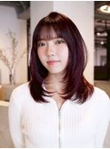 ロング顔周りレイヤー前髪カット韓国ヘア_ba553612