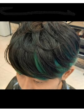 シェーンヘア(schon hair) ショートマッシュ☆インナーエメラルドグリーン