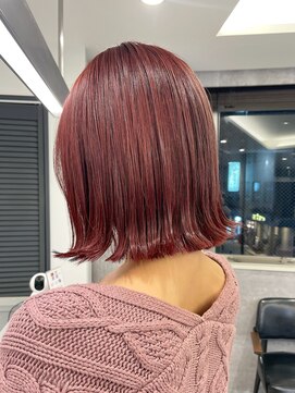 ルーブ トウキョウ(Loob. TOKYO) 韓国風チェリーレッド.切りっぱなしボブ【池袋.髪質改善】