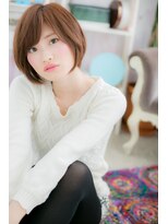 透明感ピンクブラウン★斜めバングミニボブマッシュヘアc1