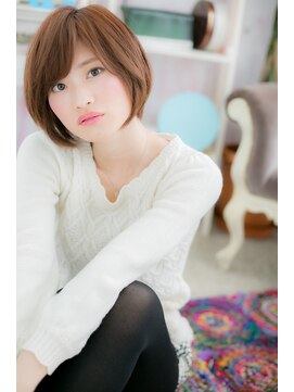 ミック 日暮里店(miq) 透明感ピンクブラウン★斜めバングミニボブマッシュヘアc1