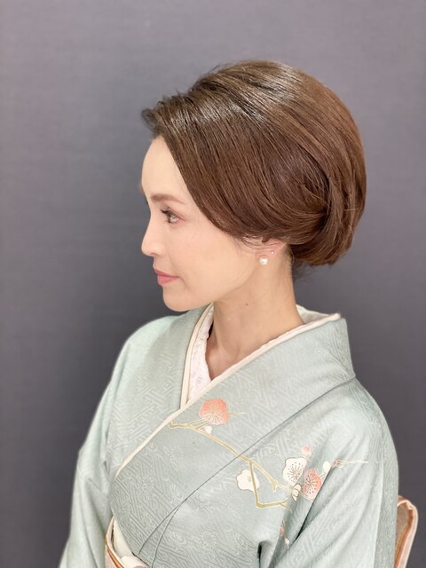 お子様の卒業式に。訪問着ボブヘアアレンジ