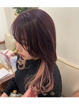 リシェールグリーン 越谷花田店(RICHAIR GREEN)&nbsp;黒髪/グレーベージュ/レイヤーロング/前髪パーマ