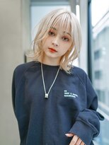 ギークス(GEEKS)&nbsp;【GEEKS渋谷】ホワイトブロンド/冬カラー/伸ばしかけ/小顔ウルフ