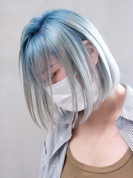 シオン(shion) ボブミディアムショート韓国ヘアホワイトブロンド_ba467112