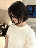 ハウ 心斎橋(how)&nbsp;20代30代透明感暗髪アッシュブルーグレージュ丸みボブ