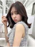 透明感ブラウン くびれミディアム 韓国ヘア【肥田亜沙美】