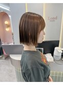 オリーブグレー/前髪/ボブ/マロンベージュ/レイヤーカット/小顔
