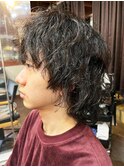 20代30代メンズスパイラルパーマワイルドオシャレ感アッシュ