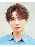 韓国ヘアカルマパーマカルマバングセンターパート黒髪ウルフ