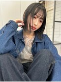 外ハネボブ/切りっぱなし/ブリーチなしWカラー/縮毛矯正5130