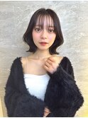 イメチェン外ハネボブ美髪ワイドバングミディアム縮毛矯正ボブ