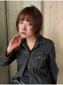 ハッシュボブシャギーカット顔まわりレイヤーミルクブラウン韓国