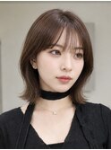 大人くびれレイヤーボブ × 透けバング