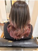 【白鳥】裾カラーピンク×ロングヘア