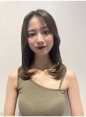 韓国前髪顔周りロング×インナーグレージュ[心斎橋/髪質改善]