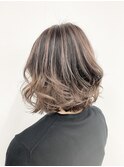 グレーベージュ 白髪でも可愛い ミルクティーバレイヤージュ小岩