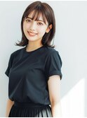 小顔外ハネミディアムアッシュ20代30代40代くびれミディ韓国ヘア
