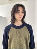 =メンズボブ/ダークアッシュ/ニュアンスパーマ／メンズウルフ