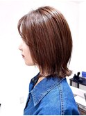 夏くびれヘアアプリコットオレンジハイライトカラー