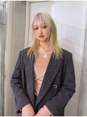 セミロングアンブレラカラーミニウルフショートウルフ前髪50代
