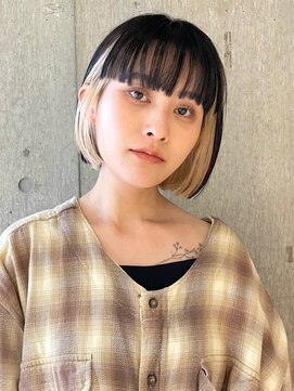 サンク 原宿 表参道(cinq) インナーカラーボブマロンベージュイヤリングカラー韓国風30代