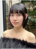 ボブレイヤーボブ顔周りレイヤー暗髪艶感カラー