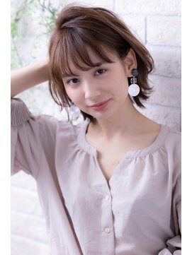 ヘアーアートシフォン 川口東口店(hair art chiffon) ピンクブラウンorグレーベージュの切りっぱなしボブ美髪ヘア