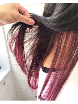 ヘアテリア リュウ 大塚(hair teria ryu) ブリーチ無しマットグレージュ×インナーピンク【ryu 大塚】