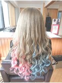 ちいめろヘアー(^ ^)ピンク水色ツートン