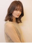《Agu hair》暗髪長めバング×サラ艶ロブ