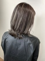 モルニ(MORNI) アッシュグレー_マロンベージュ Aラインボブ かきあげ