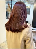 〇ピンクブラウン ブリーチなし 艶カラー 韓国ヘア