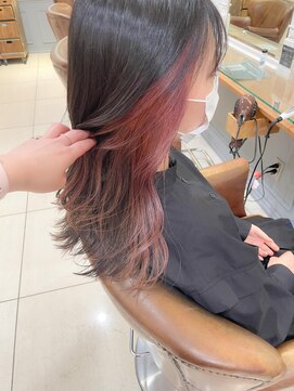 ネオリーブアイム 横浜西口店(Neolive aim) 深めのチェリーピンクのインナーカラー 【横浜】w