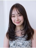 20代30代大人かわいい小顔くびれレイヤーカット黒髪前髪韓国風
