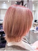 イメチェン愛されショートボブ/ハイトーンミルクティーピンク