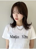 ミディアムレイヤーカット/顔周りカット/前髪カット/韓国