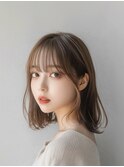 透明感カラー/耳かけボブ/オリーブベージュ