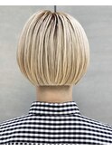 short［ミニボブワンレングス金髪ホワイトブロンドマッシュ］