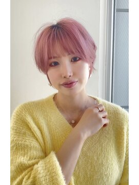 イヴォークオオサカ 心斎橋(EVOKE OSAKA) ピンクカラー ブリーチ ダブルカラー 抜け感 ショート 可愛い