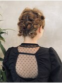 ボブツインお団子ヘアアレンジ/結婚式お呼ばれヘア【shiho】