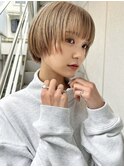 シアーカラー ショート 姫カット ダークアッシュ 魅力倍増カール
