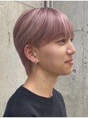 メンズブリーチカラーシースルーマッシュ韓国風センターパート